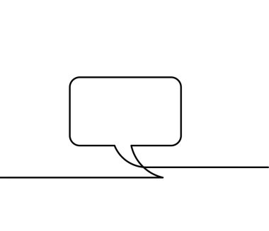 Soyut oval konuşma baloncuğu arkaplan olarak beyaz üzerine çizgi çizimi olarak