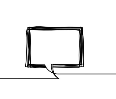 Soyut oval konuşma baloncuğu arkaplan olarak beyaz üzerine çizgi çizimi olarak