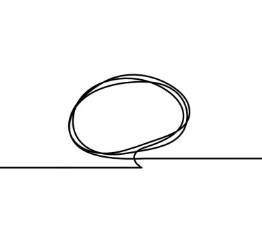 Soyut oval konuşma baloncuğu arkaplan olarak beyaz üzerine çizgi çizimi olarak