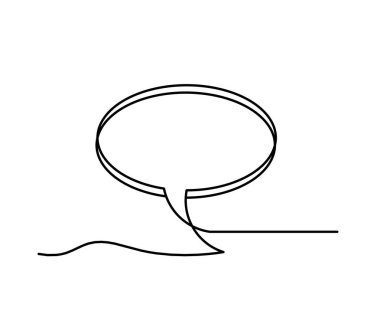 Soyut oval konuşma baloncuğu arkaplan olarak beyaz üzerine çizgi çizimi olarak