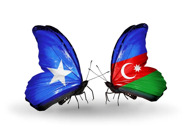 Butterflies with  Somalia and Armenia flags — Stock Photo, Image