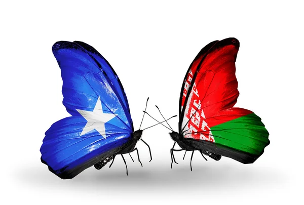 Mariposas con banderas de Somalia y Bielorrusia — Foto de Stock