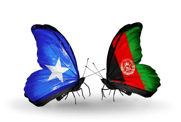 Butterflies with Somalia and Afghanistan flags — Stock Photo, Image