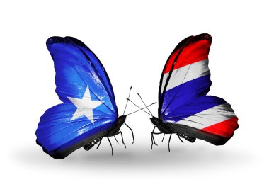 Kelebekler kanat Somali ve Tayland bayrakları ile