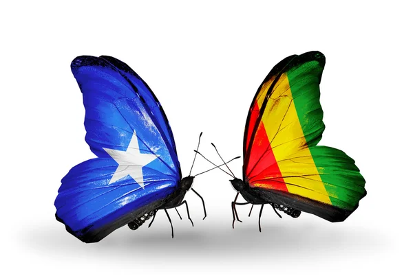 Mariposas con banderas de Somalia y Guinea — Foto de Stock