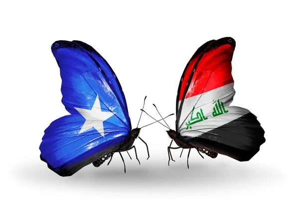 Butterflies with Somalia and Iraq flags — Stock Photo, Image