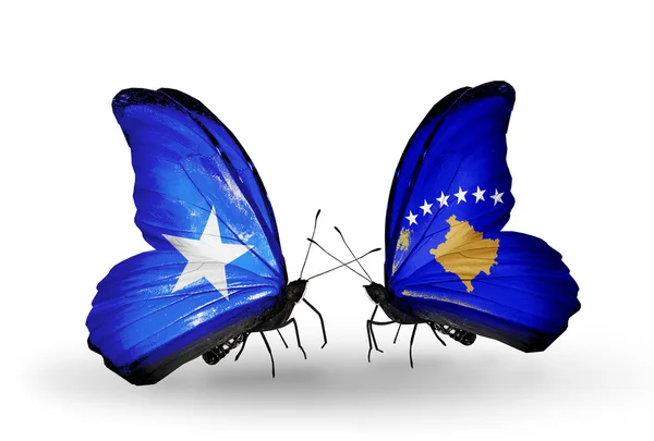 Πεταλούδες με τη Σομαλία και το Κοσσυφοπέδιο σημαίες — Φωτογραφία Αρχείου