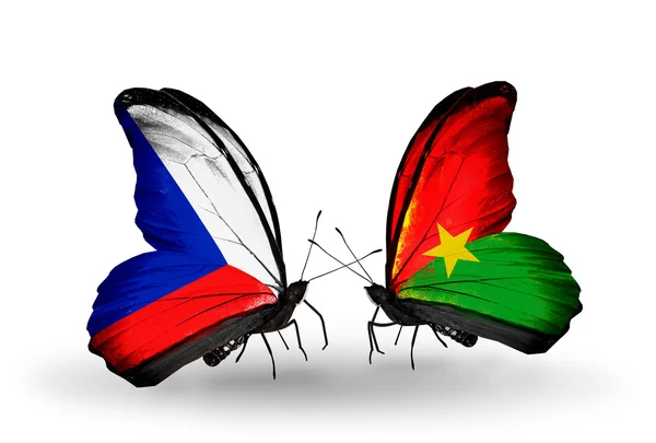 Motyle z Czech i Burkina Faso flagi — Zdjęcie stockowe