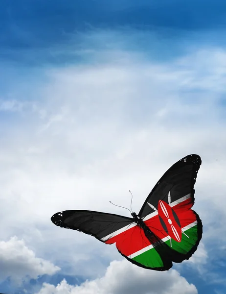 Kenya flag butterfly flying — Stock Photo, Image