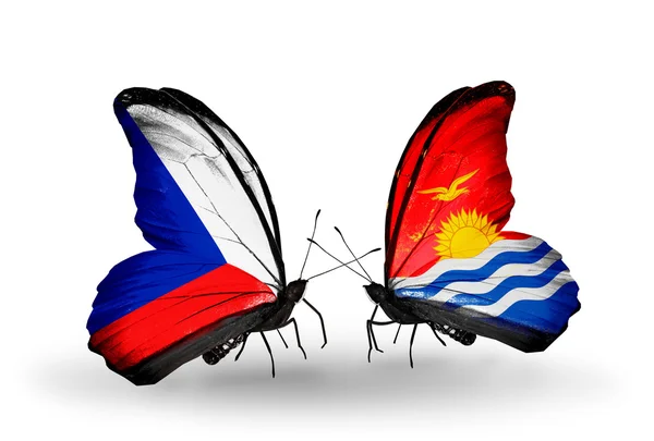 Motyle z Czech i Kiribati flagi — Zdjęcie stockowe