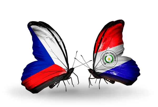 Motýli s příznaky Českou a Paraguay — Stock fotografie