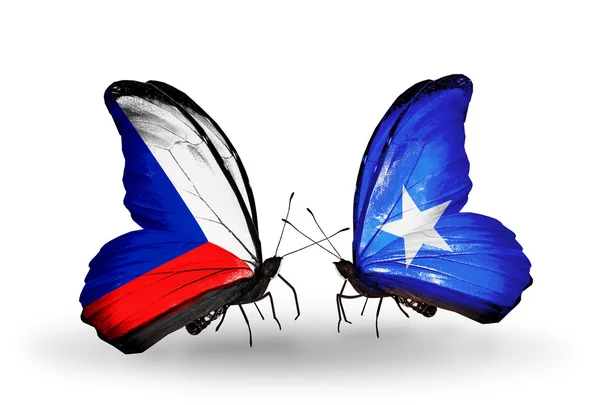 Butterflies with Czech and Somalia flags — Stock Photo, Image