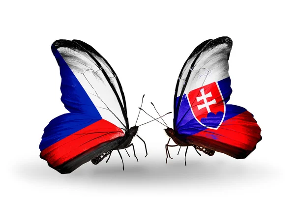 Sommerfugle med tjekkiske og slovakiske flag - Stock-foto