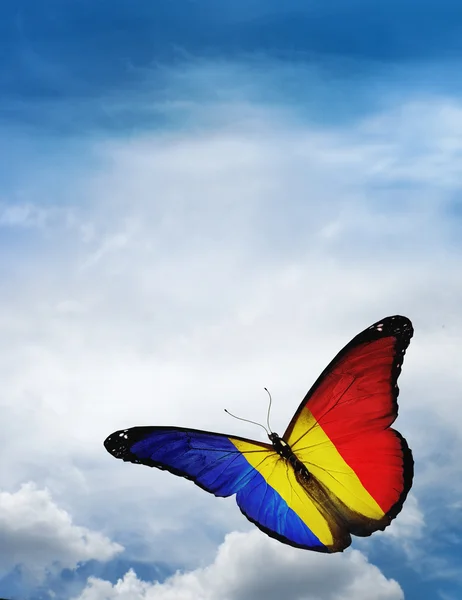 Chad, Romania flag butterfly — Stock Photo, Image