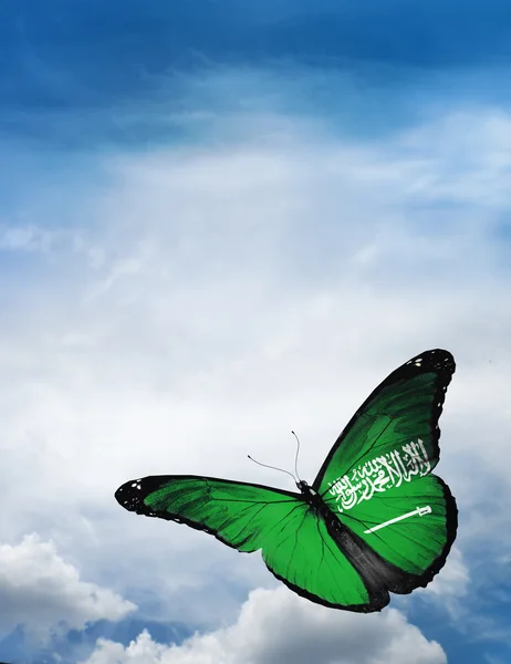 Бабочка с флагом Саудовской Аравии — стоковое фото