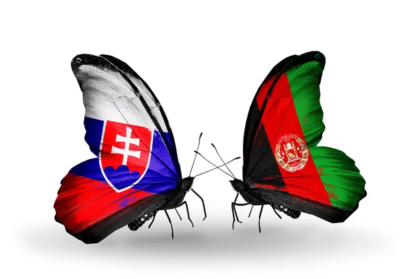 Motyle ze Słowacji i Afganistanie flagi — Zdjęcie stockowe
