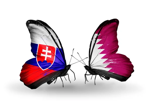 Motýli s příznaky Kataru a Slovenska — Stock fotografie