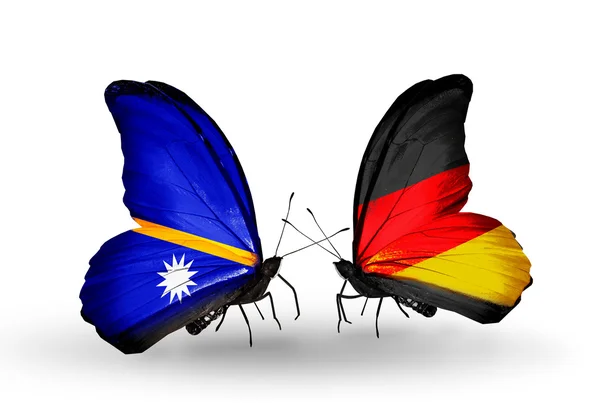 Motyle z Nauru i Niemcy flagi — Zdjęcie stockowe