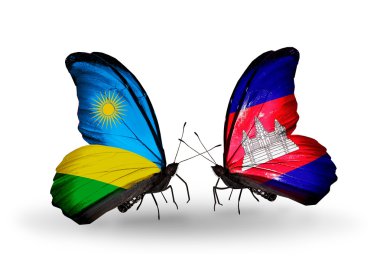 Kelebekler Ruanda ve Kamboçya bayraklı