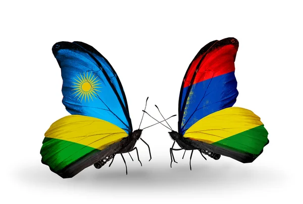 Motýli s příznaky ve Rwandě a Mauritius — Stock fotografie