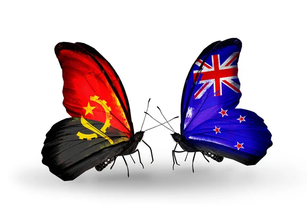Motýli s příznaky Angoly a Nový Zéland — Stock fotografie