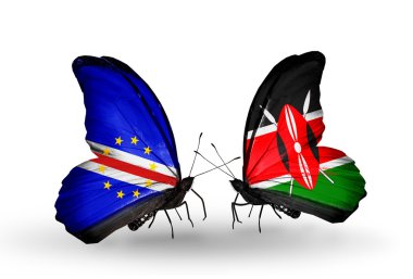 Cape Verde ve Kenya bayrakları taşıyan kelebekler