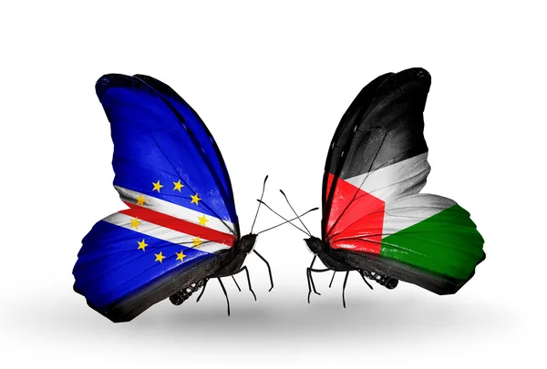 Papillons avec drapeaux Cap-Vert et Palestine — Photo