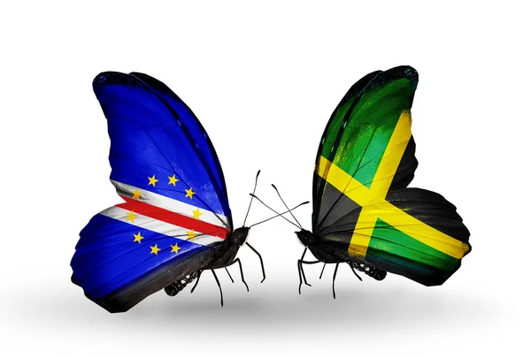 Papillons avec drapeaux Cap-Vert et Jamaïque — Photo