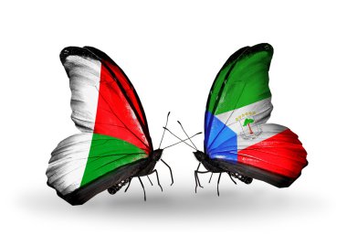 Kelebekler Madagaskar ve Ekvator Ginesi bayraklı