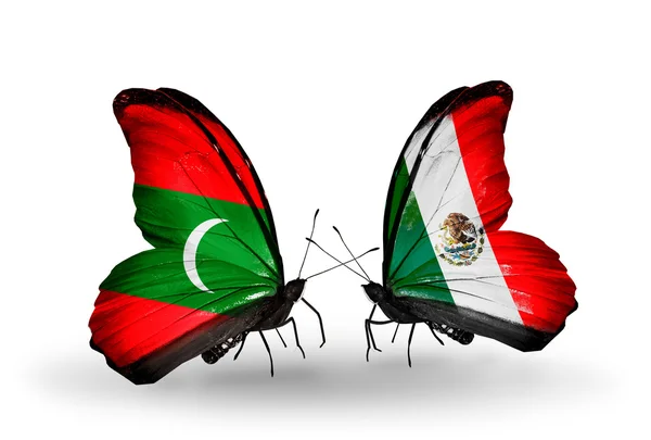 Метелики з Мальдівських островів і Мексика прапори — стокове фото