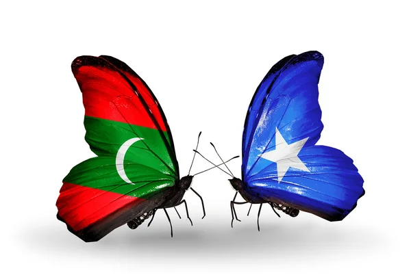Mariposas con banderas de Maldivas y Somalia — Foto de Stock