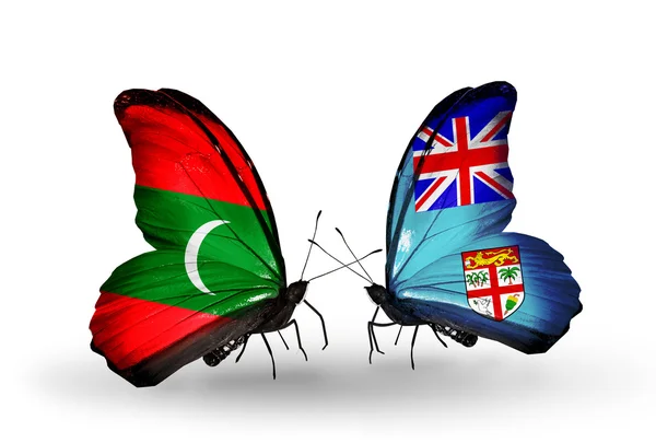 Motýli s příznaky Maledivy a Fidži — Stock fotografie