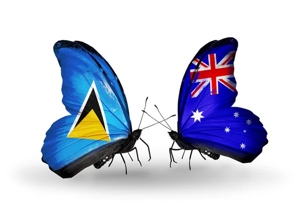 Two butterflies with flags on wings — Stock Photo, Image