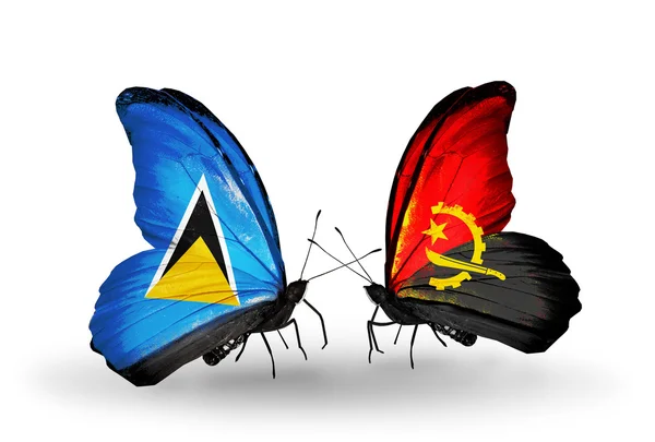 Two butterflies with flags on wings — Stock Photo, Image