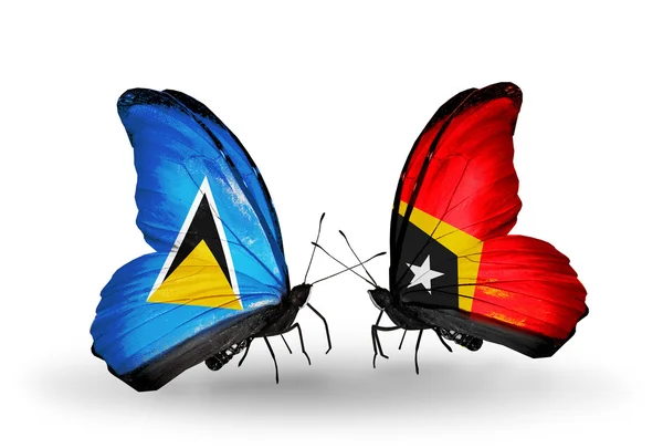 Dos mariposas con banderas en las alas —  Fotos de Stock