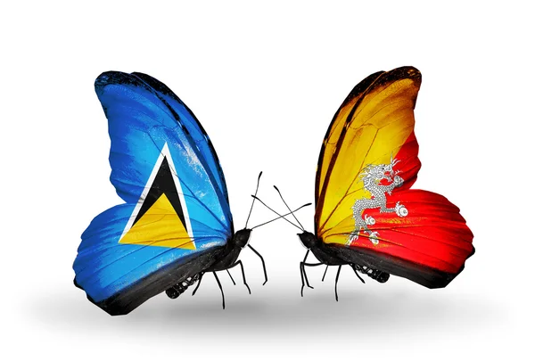 Dos mariposas con banderas en las alas — Foto de Stock