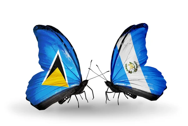 Deux papillons avec drapeaux sur les ailes — Photo