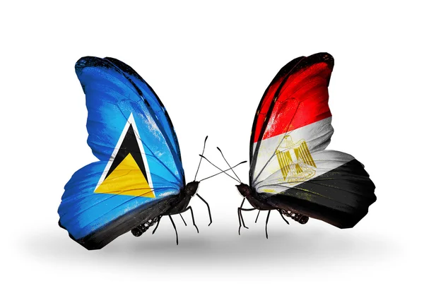 Twee vlinders met vlaggen op vleugels — Stockfoto