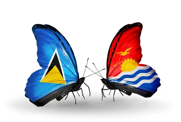 Two butterflies with flags on wings — Stock Photo, Image