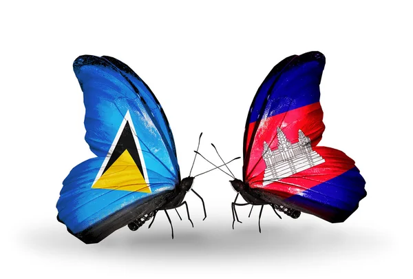 Δύο πεταλούδες με σημαίες με φτερά — Φωτογραφία Αρχείου