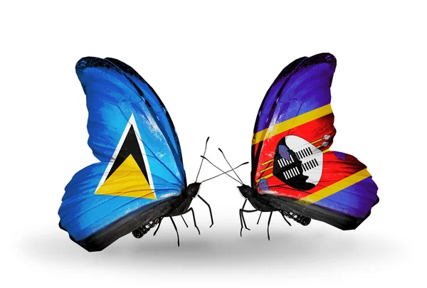Kelebek kanatları üzerinde bayraklı — Stok fotoğraf