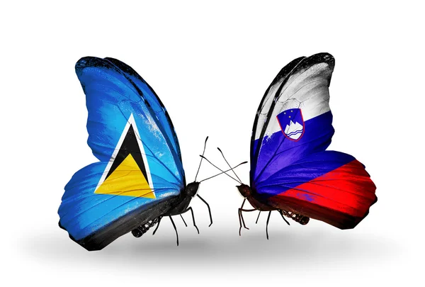 Motyle z flagami na skrzydłach — Zdjęcie stockowe