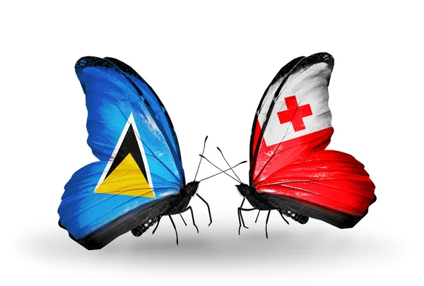 Butterflies with flags on wings — Stock Photo, Image