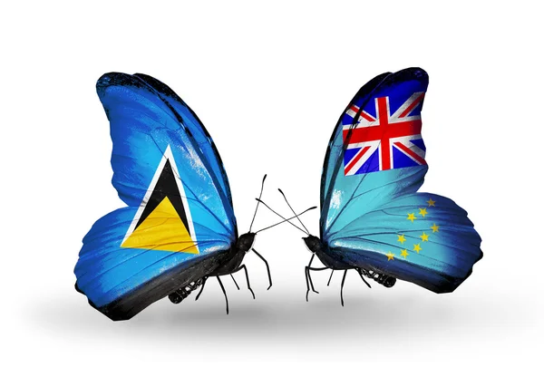 Butterflies with flags on wings — Stock Photo, Image