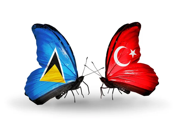 Butterflies with flags on wings — Stock Photo, Image