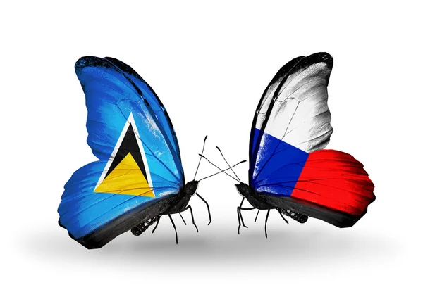 Butterflies with flags on wings — Stock Photo, Image