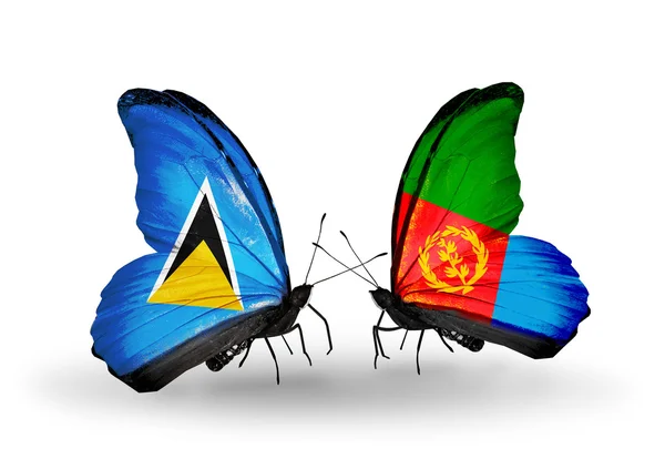 Butterflies with flags on wings — Stock Photo, Image