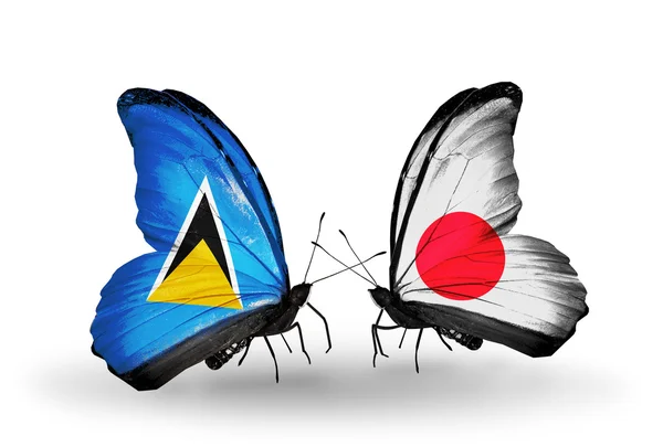 Butterflies with flags on wings — Stock Photo, Image