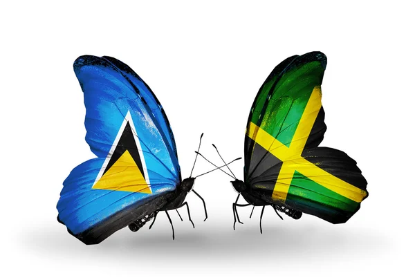 Butterflies with flags on wings — Stock Photo, Image