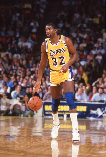 Earvin Magic Johnson Los Angeles Lakers Action 1980 Image Taken — Stock Photo, Image